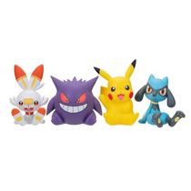 Figura em Vinil - Pack com 4 - 4W2 - Gengar - Pikachu - Scorbunny - Riolu - Sunny