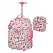 Kit Mochila De Rodinha Tubo Lilica Flowers Lov It +Lancheira