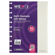 Refil Folha Pautada Off White Caderno Inteligente Grande 90g