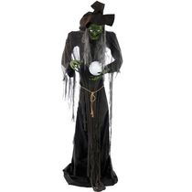 Bonecos Halloween Eletrônico Bruxa Gigante Com Som Led e Movimento Brinquedo 290 cm pra Decoração de Terror -