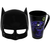 Kit Presente 2 em 1 Máscara Infantil e Caneca Estampada do Batman 500ml