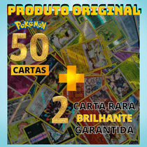 50 Cartas Pokemon Original Sem Repetições e 02 Brilhantes Garantidas