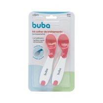 KIT COLHER DE TREINAMENTO TERMOSSENSIVEL BUBA 2 PÇS ROSA