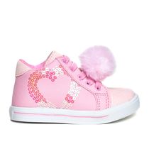 Tênis Infantil Linda Ju Abotinado Pom Pom Rosa