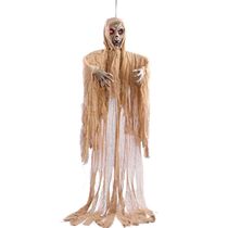 Bonecos Halloween Eletrônicos Mumia Caveira Fantasmagórica Grande 183 cm Som Led e Movimento Decoração de Terror -