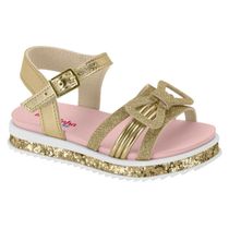 Sandália Infantil Molekinha Flat Laço Dourado