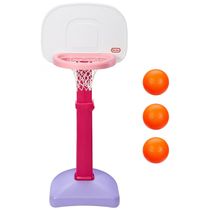 Conjunto de Basquete com Altura Ajustável e 3 Bolas, LITTLE TIKES 647444, Rosa