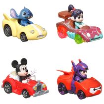 Conjunto de 4 Carros Racer Verse Disney Otimizados para Pista com Personagens Populares da Disney, Hot Wheels