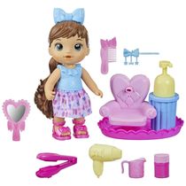 Boneca Cabelereira Baby Alive com Espuma e Acessórios de Salão de Beleza para Crianças Acima de 3 Anos, Cabelo Castanho