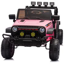 Carro Elétrico Infantil, Jeep com Controle Remoto, Suspensão nas Quatro Rodas, Cinta de Segurança, Música via Bluetooth e USB, 12V, Hikiddo, Rosa