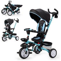 Triciclo Infantil para Passeio com Assento Ajustável 7 Estágios, Idade Recomendada 1 a 4 Anos, HONEY JOY, Azul