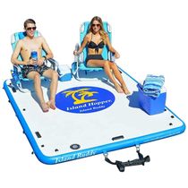 Plataforma Inflável para Lagos, Praia e Piscinas Suporta até 453 Quilos, ISLAND HOPPER IHBUDDY, Azul