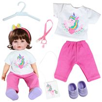 KIT ROUPA BONECA PARA REBORN - PASSEIO UNICÓRNIO - 6 PÇS