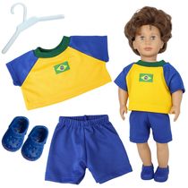 KIT ROUPA BONECA PARA OUR GENERATION - BRASIL - 4 PÇS