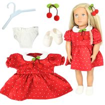 KIT ROUPA BONECA PARA OUR GENERATION - POÁ CEREJA - 5 PÇS