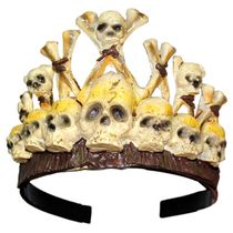 Tiara Halloween Com Caveiras de Esqueleto Coroa pra Fantasia Dia das Bruxas Vampira Voodoo Cabelo Maluco -