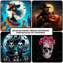 Painel Halloween Redondo Caveira Mexicana Tecido Premium Com Elástico