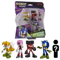 Kit 5 Bonecos Col 6,5cm Tails, Knuckles Pirata, Rose, Sonic