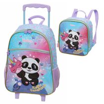 Kit Mochila De Rodinha Pack Me Panda Fantasy +Lancheira