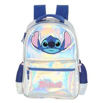 Mochila De Costas Stitch Holografica Prata Luxcel