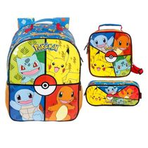 Kit Mochila De Costas Pokemon Pokebola X1 B+Lancheira+Estojo