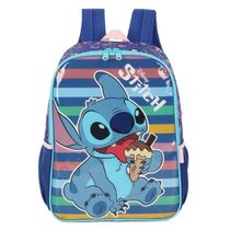 Mochila De Costas Stitch Listras Azul Luxcel