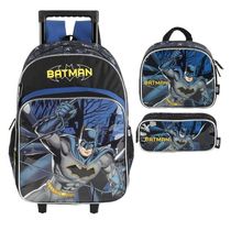 Kit Mochila De Rodinha E Alca Batman Azul +Lancheira +Estojo