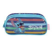 Estojo Escolar Infantil Duplo Stitch Azul Com Listras Luxcel