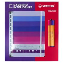 Caderno Inteligente Shades Of Pink Grande +5 Canetas Stabilo