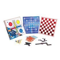 Kit com Jogos Clássico 5x1 Dominó Ludo Loto Damas Trilha Xalingo