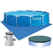 Piscina Intex 4.485 Litros Estrutural Azul Capa Bomba Filtrante 220v Forro