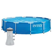 Piscina Armação de Metal Galvanizado 6.503 Litros Intex Filtro 110v