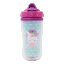 Copo Infantil com Parede Dupla Animal Fun Unicornio com Canudo Buba