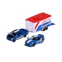 Miniatura Carro Ford F-150 Raptor + Mustang Gt Race Trailer 1/64 Majorette