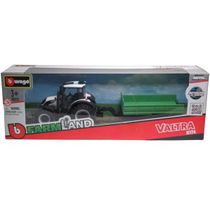 Miniatura Trator Valtra N174 Com Carreta Branco Bburago 31676