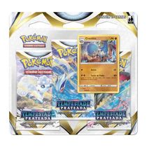 Kit de Cartas Pokemon Blister Triplo Tempestade Prateada 3 Pacotes + 1 Carta Cranidos