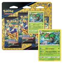 Kit de Cartas Pokemon Blister Triplo Realeza Absoluta 3 Pacotes + 1 Carta Rillaboom