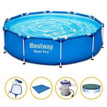 Piscina Estrutural 6.473 Litros + Filtro 110v + Capa + Forro + Kit Limpeza Bestway