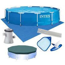 Piscina Intex 4.485 Litros Estrutural Azul Capa Bomba Filtrante 110v Forro Kit Limpeza