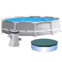 Piscina Intex 4.485 Litros Estrutural Prism Cinza Capa e Bomba Filtrante 110v