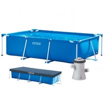 Piscina Estrutural Retangular 3.834 Litros Pvc Armação + Filtro 110v + Capa Intex