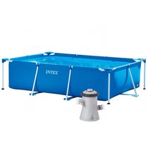 Piscina Estrutural Retangular 3.834 Litros Pvc Armação + Bomba Filtrante Intex