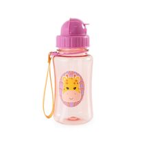 Garrafa Escolar 350ml Girafa com Canudo Rosa