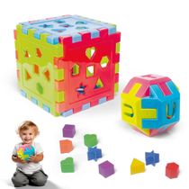 Brinquedo Kit 2 Peças Cubo de Encaixe e Bola Quadrada Didático de Encaixar