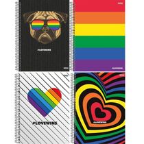 Caderno Espiral Capa Dura 10x1 - 160 Folhas - Love Wins - São Domingos