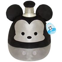 Pelúcia Steamboat Willie Mickey Mouse de 35 cm Colecionável e Super Macio para Crianças, Squishmallows SQK0489, Preto