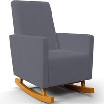 Poltrona de Amamentação com Balanço Ravena W01 Suede Cinza  - Lyam Decor