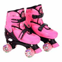 Patins Quad com Acessórios - Ajustável - 34 a 37 - M - Rosa - DM Radical