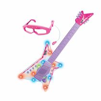 Guitarra Infantil com Óculos e Mic - Rock Show - Rosa - DM Toys