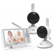 Babá Eletrônica Monitor com 2 Câmera de 10cm HD com Sensor de Choro e Temperatura, Alcance de 304M, JOUSECU B049 2T, Branco